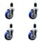Service Caster 4'' SS Blue Poly Wheel Swivel 1-1/2'' Expanding Stem Caster Set, 4PK SCC-SSEX20S414-PPUB-BLUE-112-4 - alternate 1